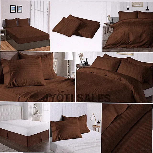 100% Egyptian 1200 Thread Count Chocolate Stripes Select Sheets OR Duvet Covers