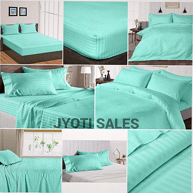100% Egyptian 1200 Thread Count Aqua Blue Stripes Select Sheets OR Duvet Covers