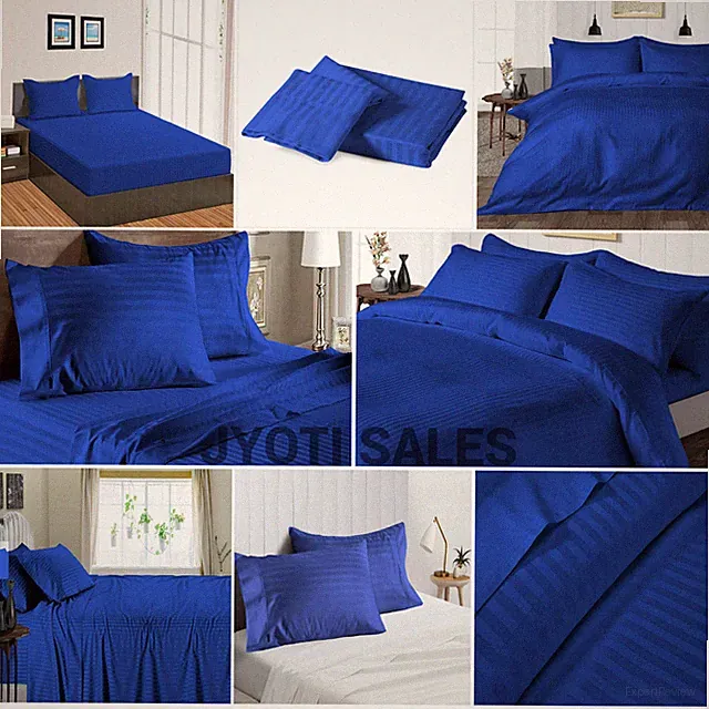100% Egyptian 1200 Thread Count Royal Blue Stripes Select Sheets OR Duvet Covers