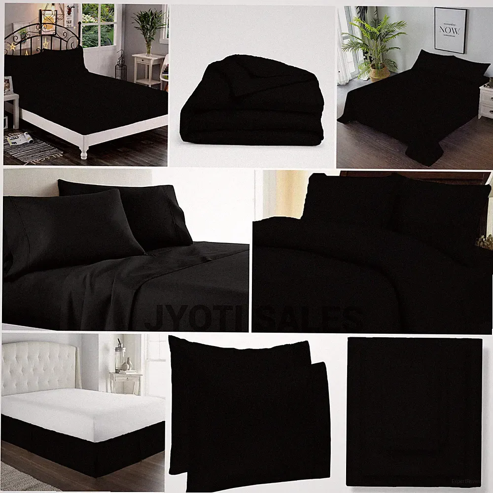 100% Egyptian Cotton 1200 Thread Count Black Solid Select Bedding Sheets