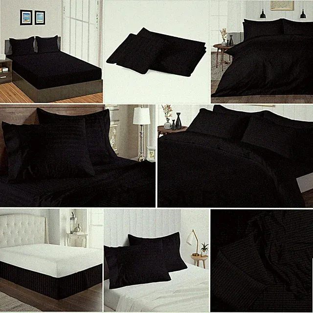 100% Cotton 1200 Thread Count Black Stripe Select Sheets OR Duvet Covers