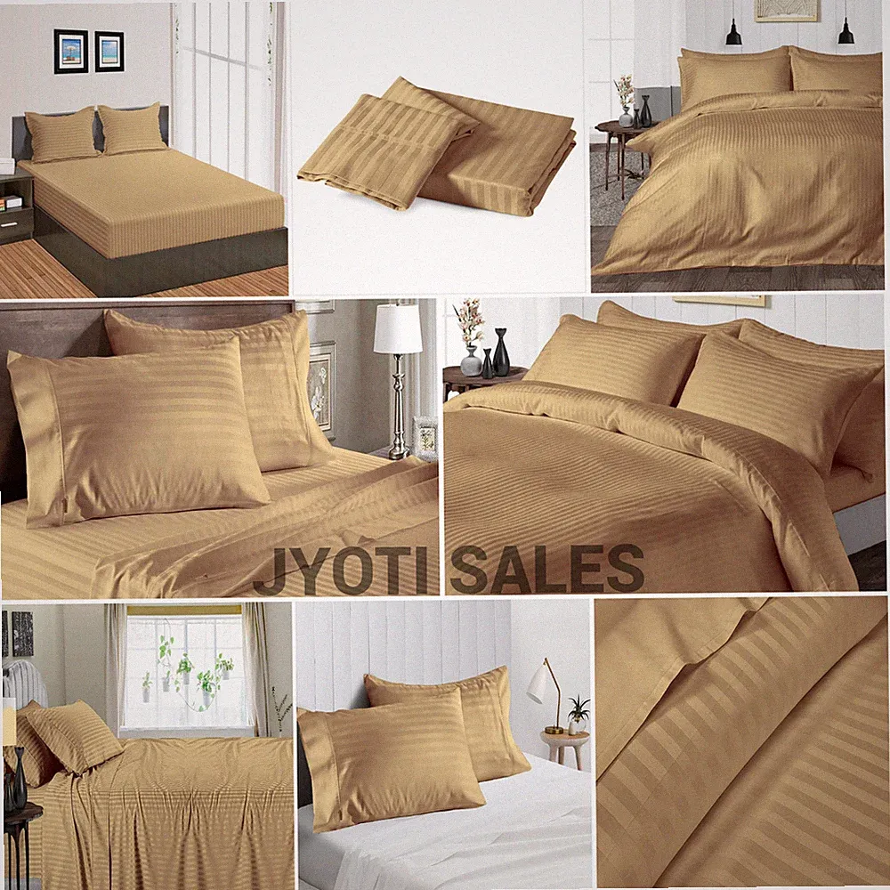 100% Cotton 1200 Thread Count Taupe Stripes Select Sheets OR Duvet Covers