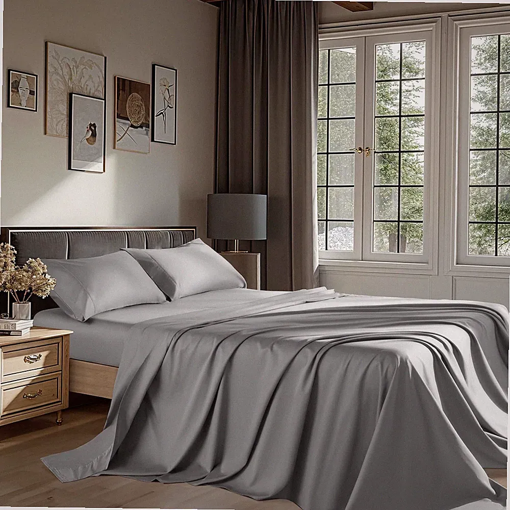 100% Egyptian Cotton Sheets 1200 Thread Count King Size 4 Pcs Bedding Sets Fi...