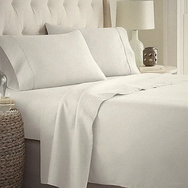 1000 TC OR 1200 TC Organic Cotton White Bed Sheets Solid High Deep Pocket