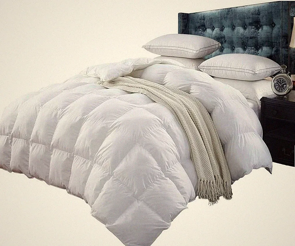 1200 Thread Count Baffle Box Medium Weight Goose down Comforter, All Year, White