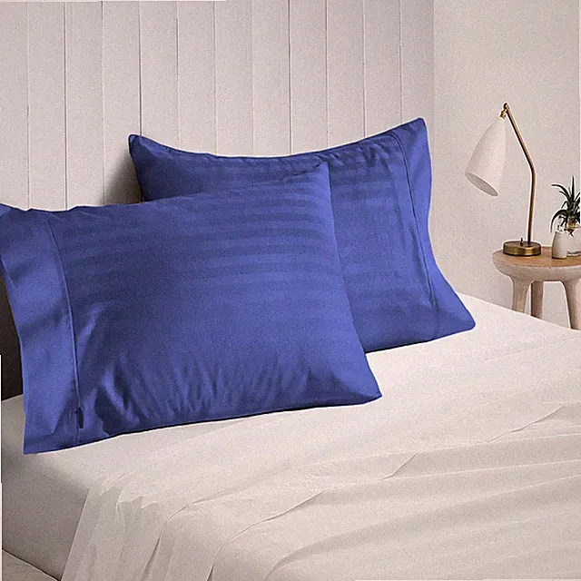 Pillow Case Set 1000 OR 1200 TC Egyptian Cotton Royal Blue Strip Queen/King Size