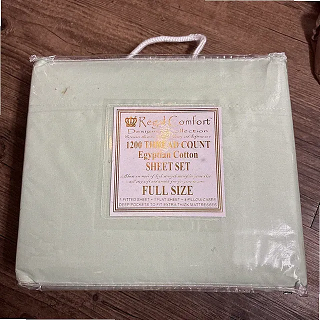 Regal Comfort Egyptian Sheet Set Full Green 1200 Thread Count Cotton Deep Pocket