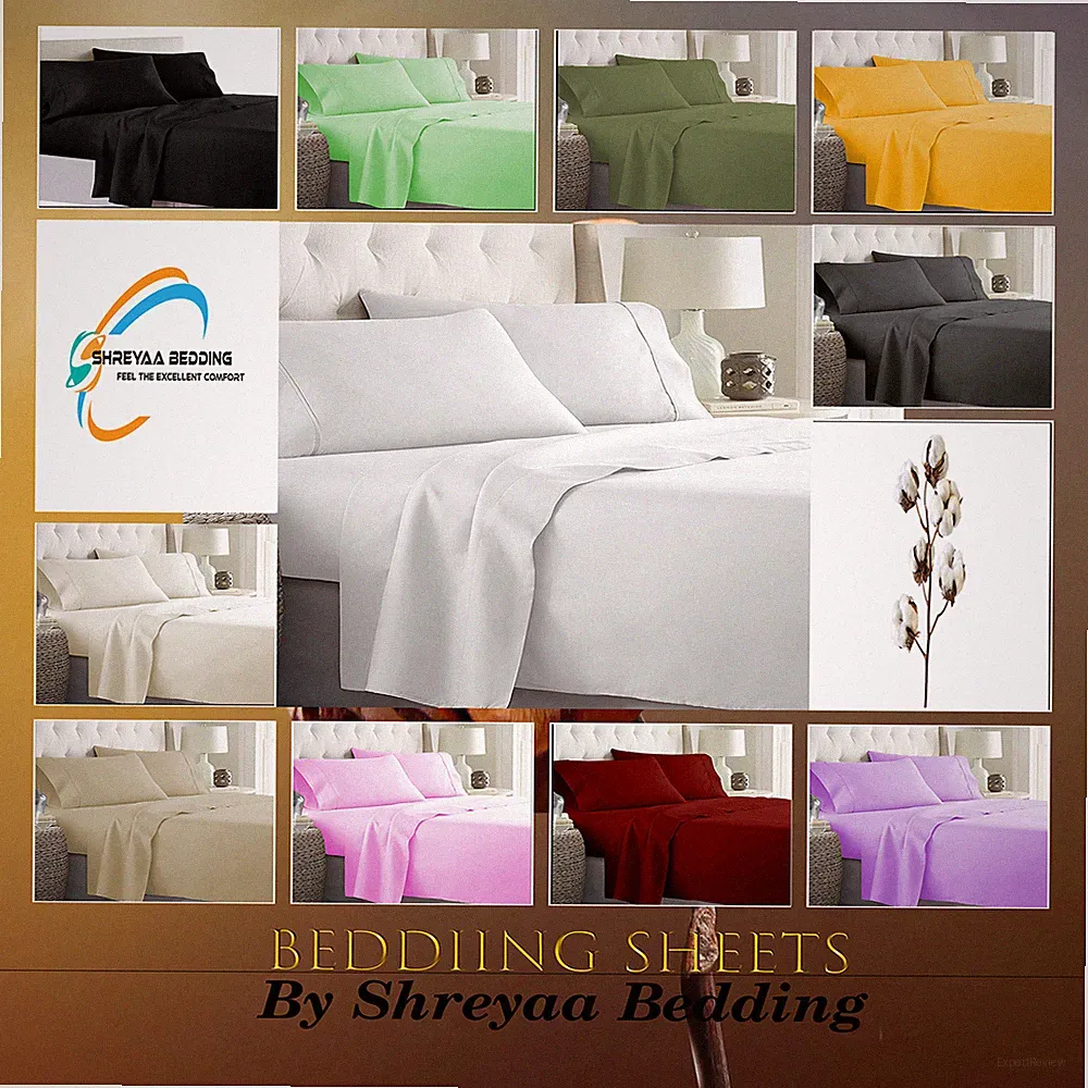 US Sizes 100% Cotton 1200 Thread Count Comfort 4 Piece Sheet Set Solid Color